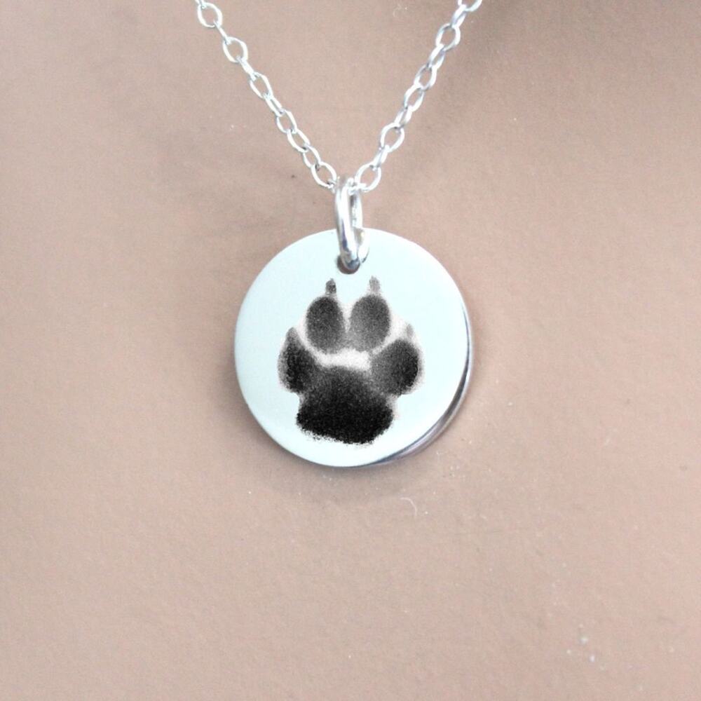 Custom Engraved Paw Print Necklace